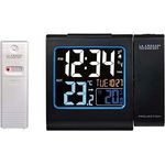 La Crosse Technology WT552-BLA Funkwecker, mit Projektion in Rot, farbiges LCD-Display, Innen- und Außentemperatur, Schwarz