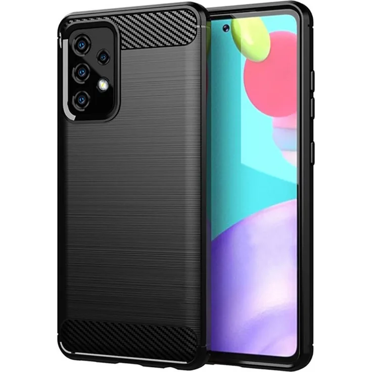 cofi1453 Silikon Hülle Case Carbon-Look, geeignet für Samsung Galaxy A52, Handy-Schutzhülle, schwarz