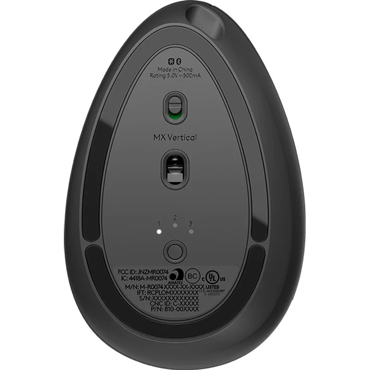 Logitech MX Vertical Ergonomische Kabellose Maus, Bluetooth und 2.4 GHz Verbindung via Unifying USB-Empfänger, 4000 DPI Sensor, Wiederaufladbarer Akku, 4 Tasten, Multi-Device, PC-Mac-iPadOS - schwarz – Bild 5