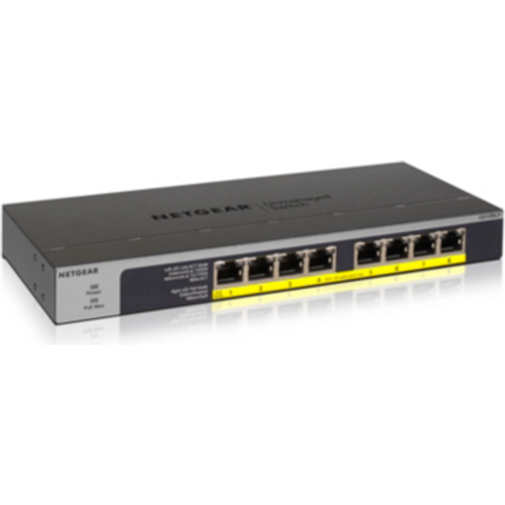 Netgear GS108LP 8-Port Gigabit Ethernet LAN PoE Switch Unmanaged (mit 8x PoE+ 60W erweiterbar, Desktop- oder Rack-Montage mit ProSAFE Lifetime-) – Bild 1