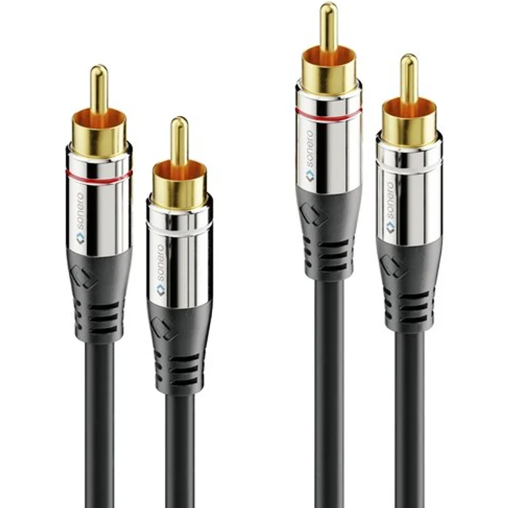 sonero Premium Cinch Audiokabel, 2x Cinch Stecker auf 2x Cinch Stecker 1,50m, vergoldete Kontakte, schwarz – Bild 1