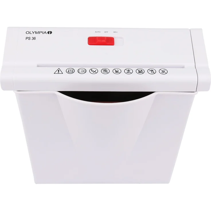 Olympia PS 36 Papierschredder Büro (Streifenschnitt, Sicherheitsstufe P2, Automatischer Einzug, Papiervernichter mit Papierkorb, Dokumenten-Shredder mit Teleskoparm) weiß – Bild 1