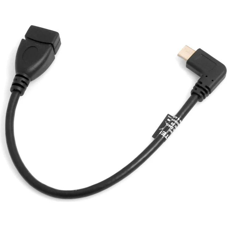 SYSTEM-S OTG On The Go Host USB A 3.0 (Female) zu USB 3.1 Type C (Male) 90 Grad Winkelstecker Adapter Datenkabel Kabel Verlängerung 22 cm