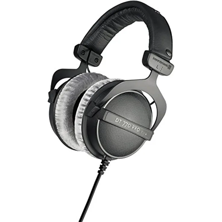 beyerdynamic DT 770 PRO 80 Ohm Over-Ear-Studiokopfhörer in schwarz. Geschlossene Bauweise, kabelgebunden für professionelles Recording und Monitoring