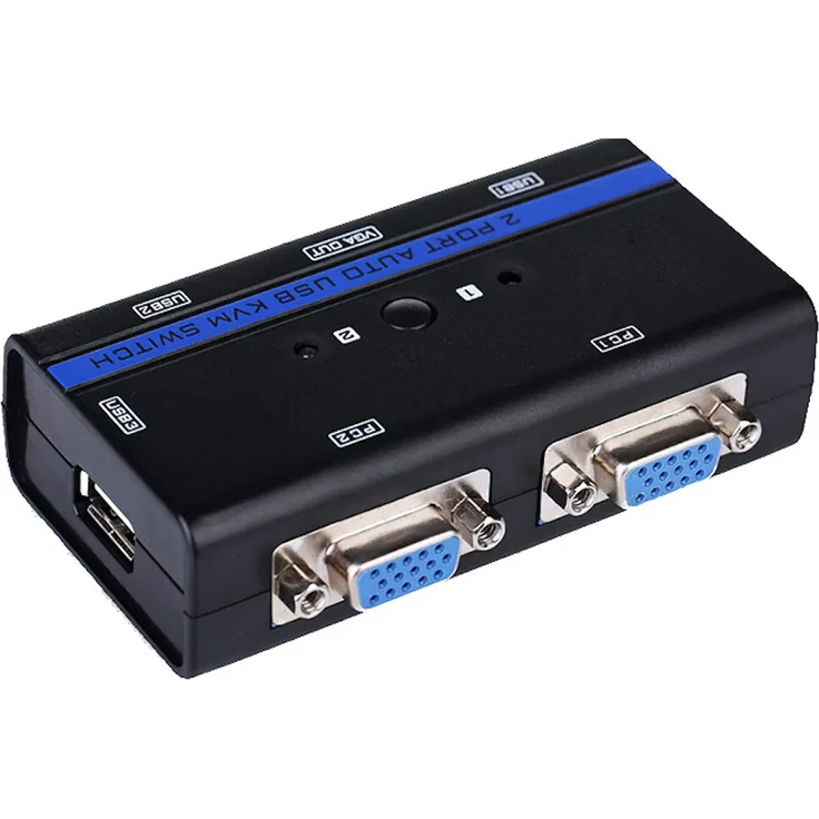 AISENS A111-0064 Tastatur-Video-Maus (KVM)-Switch Rack-Einbau Schwarz - Tastatur-Video-Maus (KVM)-Switches (PS-2, PS-2, VGA, 3,5 mm Kopfhörer, DVI-D, PS-2, USB A, USB Typ-A, WQXGA+)