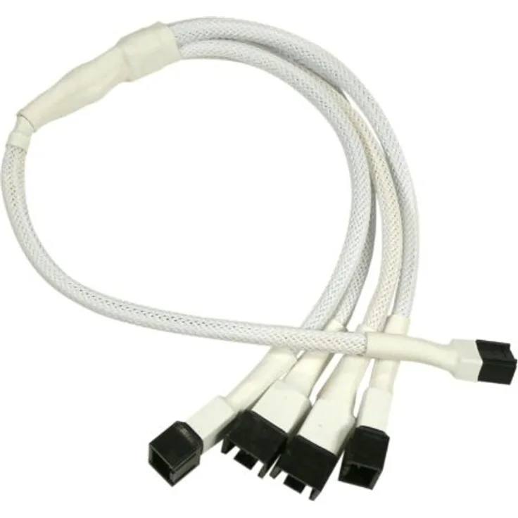 Nanoxia 900400004 3-Pin Molex -> 4 x 3-Pin Adapterkabel, 30 cm, Weißer Sleeve