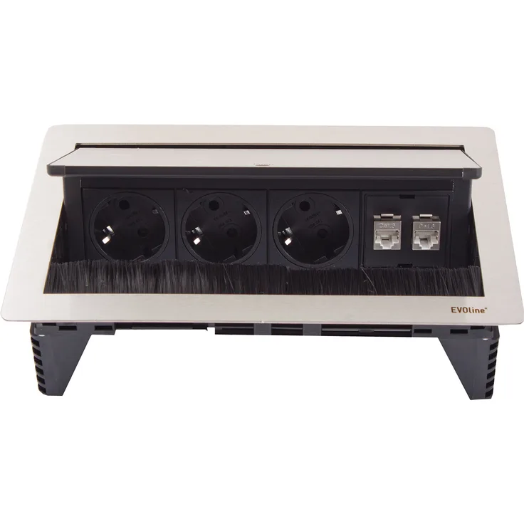 Schulte 159370000200 EVOline FlipTop Push Data M 3X VDE Steckdosen 2X RJ45