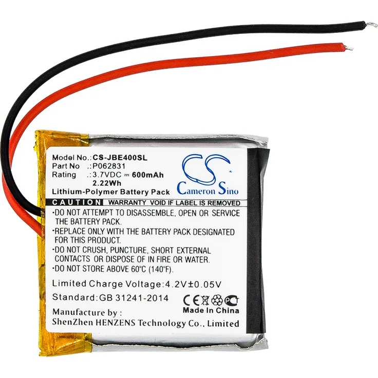 Ersatzakku - CS-JBE400SL - JBL P062831 - Synchros S400BT - 3,7 Volt 600mAh Li-Polymer