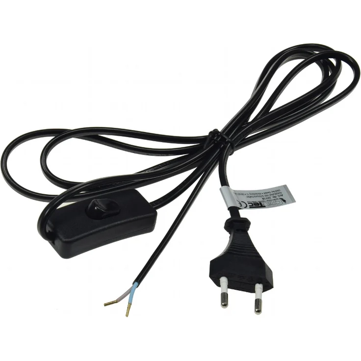 Anschlußkabel 2-pol 2.0m schwarz - Schnurschalter