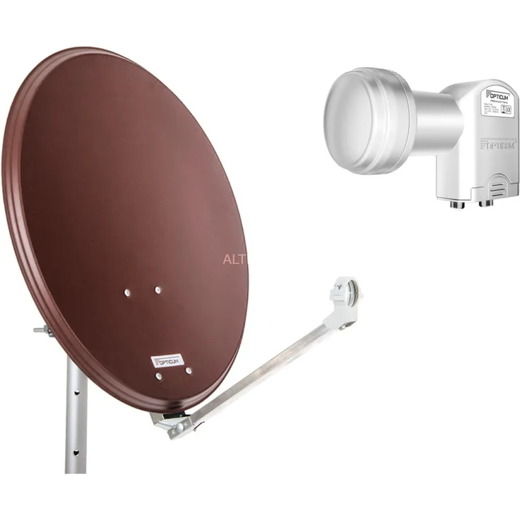 Opticum Stahl QA60 Satellitenantenne mit Twin-LNB (60 cm) ziegelrot