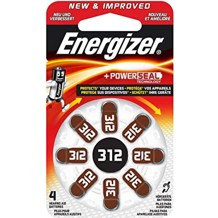 Energizer Hörgerätebatterien 312, EZ Turn & Lock, 8 Stück