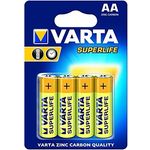 Varta Superlife AA Batterie (Zink-Kohle, 4er Blister, Niedrigstrom-Geräte, einfache Anwendungen wie Fernbedieungen, Wanduhren und Wecker)