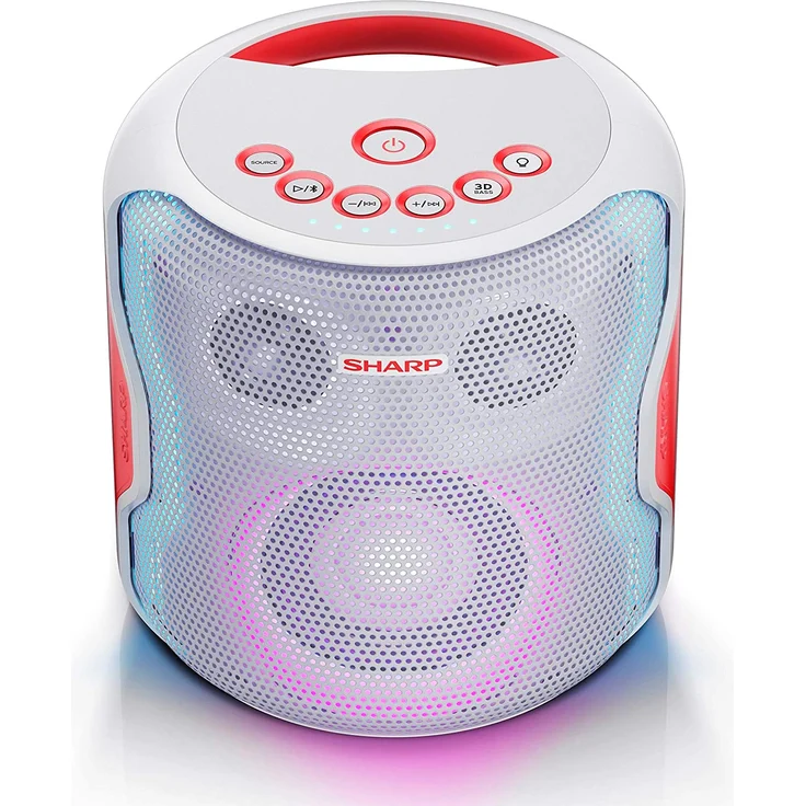 SHARP PS-919 (WH) Partylautsprecher, 14 Stunden Wiedergabezeit, Bluetooth, TWS: Koppeln eines weiteren Gerätes, Multicolor-Lichtshow mit verschiedenen Modi, Ultra-Bass-Einstellung, 130 Watt – Bild 2