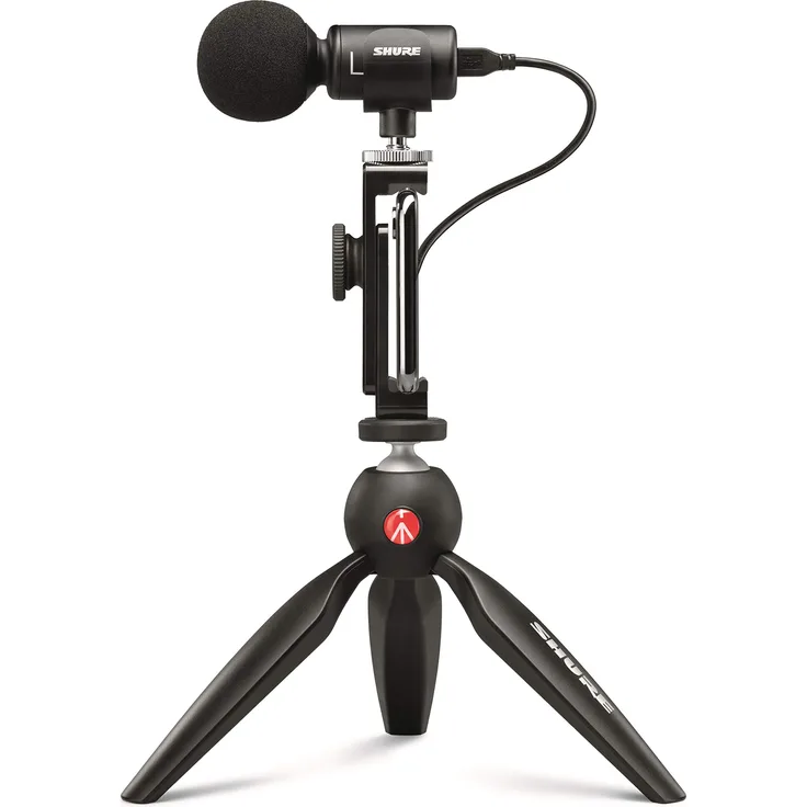 Shure MV88+ Video Kit mit digitalem Stereo-Kondensatormikrofon für Apple und Android