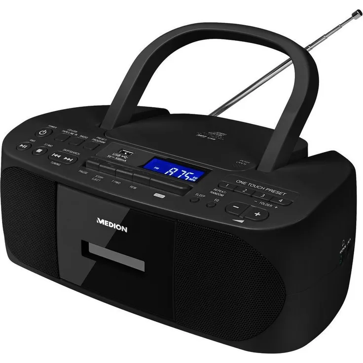 MEDION LIFE E64070 Stereo Sound System Boombox tragbar CD MP3 Player USB schwarz