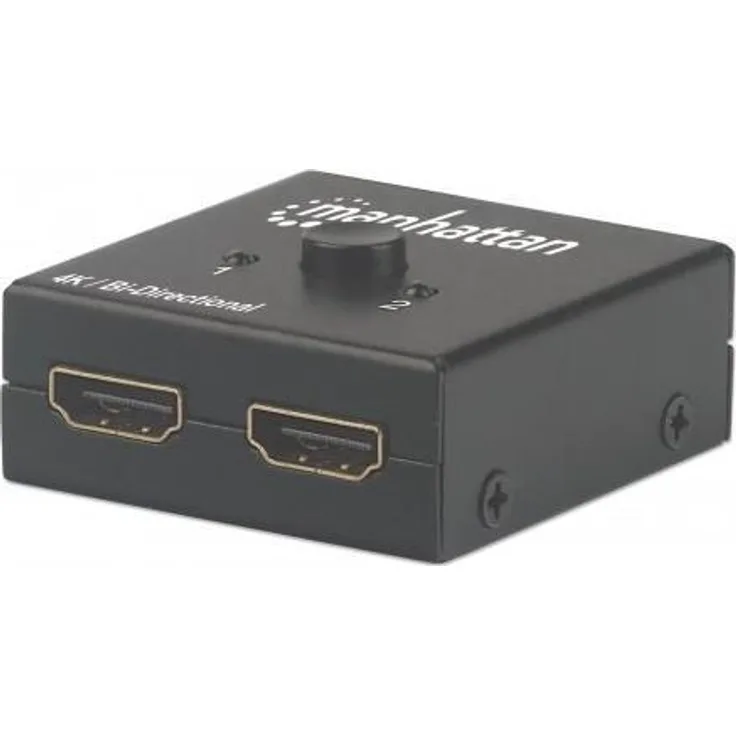 Manhattan 207850 4K bi-direktionaler 2-Port HDMI-Splitter-Switch ''4K 30Hz'', manuelle Auswahl, passiv Schwarz