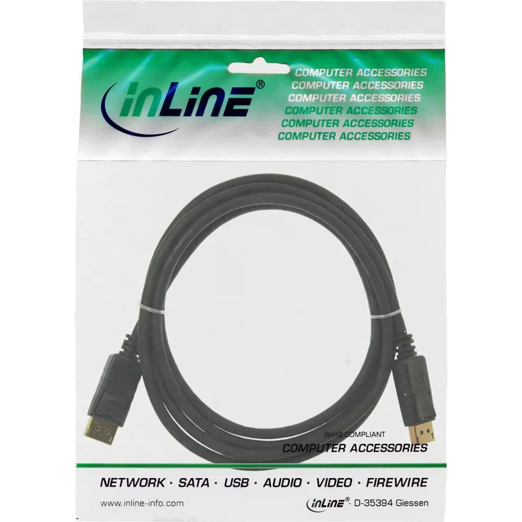 InLine - DisplayPort-Kabel - DisplayPort (M) bis DisplayPort (M) - DisplayPort 1,2 - 30cm - 4K Unterstützung - Schwarz (17133P)