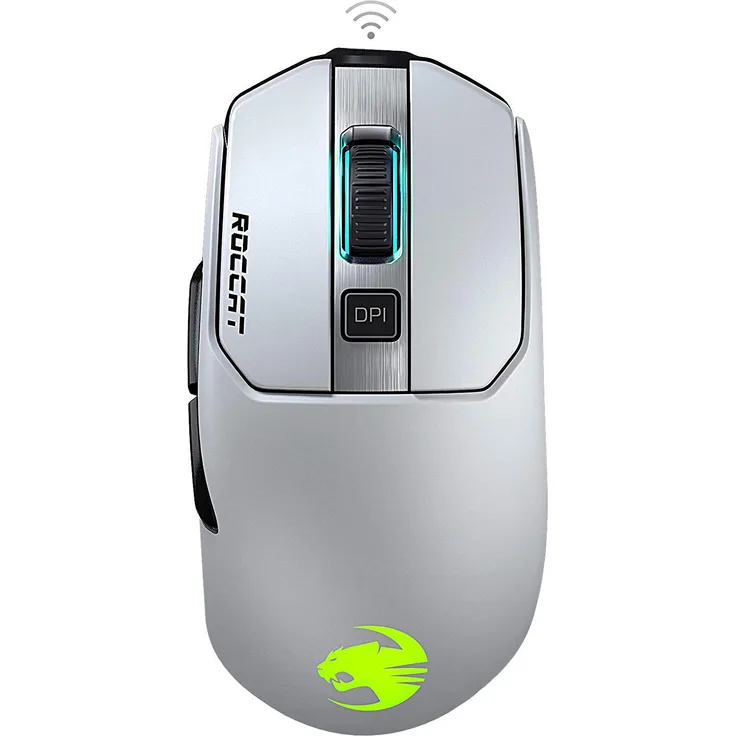 Roccat Kain 202 AIMO RGB Gaming Maus (16.000 DPI Owl-Eye Sensor, Kabellos, Titan Click Technologie), weiß