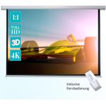 Celexon basic line Motorleinwand 240 x 240cm,Heimkino Leinwand,Leinwand Format 1:1, Beamerleinwand,3