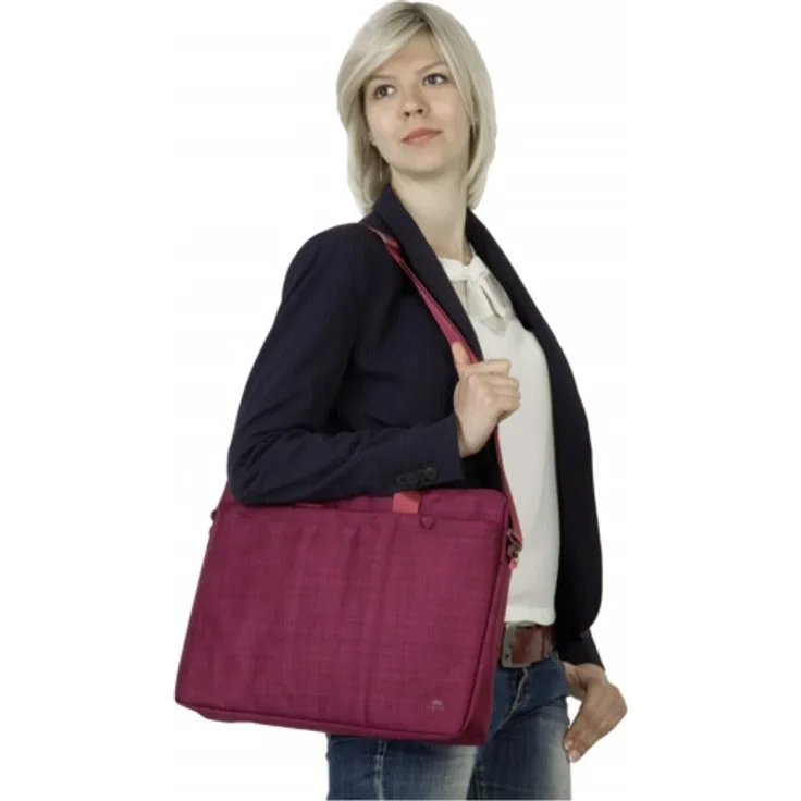 RIVACASE Laptoptasche bis 15.6 Modische Tasche mit viel Platz für Zubehör und hohen Tragekomfort - Rot