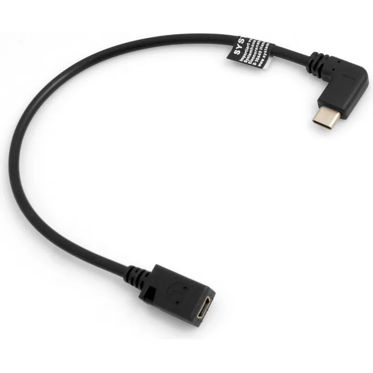 SYSTEM-S USB 3.1 Typ C (Male) 90° Winkel zu Mini USB (Female) Datenkabel Ladekabel Adapter Converter Kabel Verlängerung ca. 27 cm