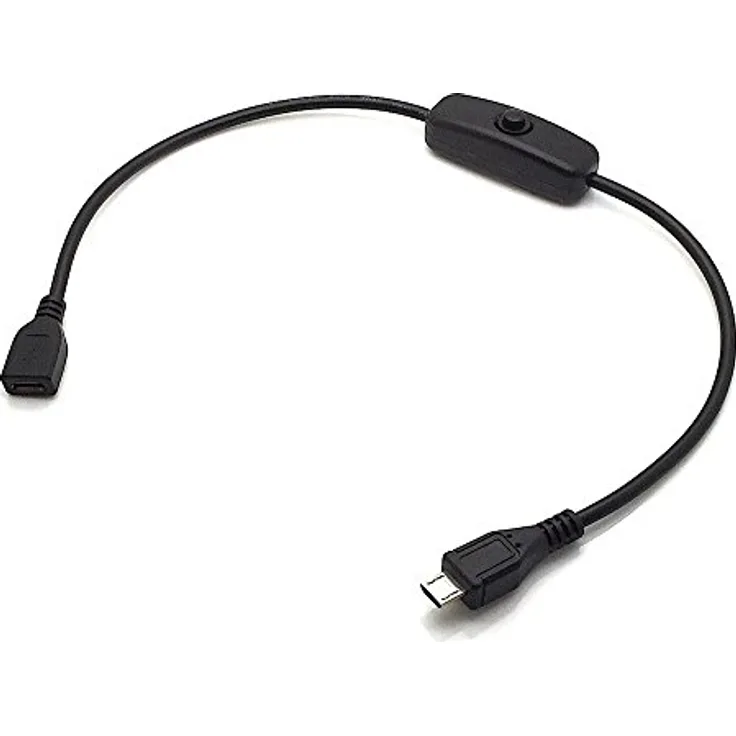 USB 2.0 DC-Kabel mit Schalter Micro B Buchse - Micro B Stecker 0,30m schwarz