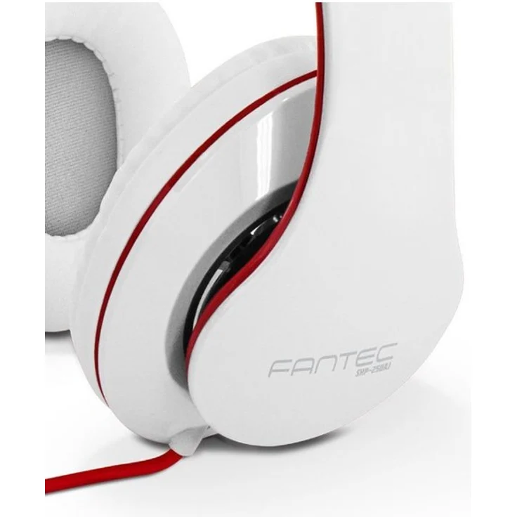 FANTEC SHP-250AJ Stereo HiFi Kopfhörer (mit Bügel, on Ear, 3,5 mm Klinkestecker, bassstark, große und weiche Ohrpolster) weiss-rot – Bild 2