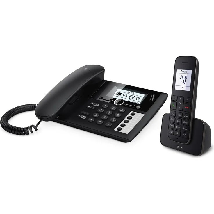 Telekom Sinus PA 207 Plus 1 Tischtelefon und Mobilteil, schwarz