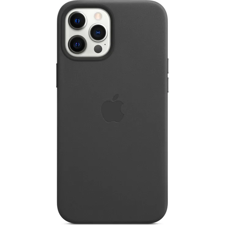 Apple MHKM3ZM/A Leder Case mit MagSafe, geeignet für Apple iPhone 12 Pro Max, Handy-Schutzhülle, schwarz
