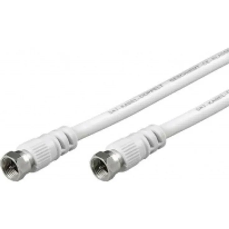 Goobay 50739 Sat Anschlusskabel, Antennenkabel, Koaxialkabel, F-Stecker auf F-Stecker,2-fach geschirmt, 5m, 80 dB, weiß