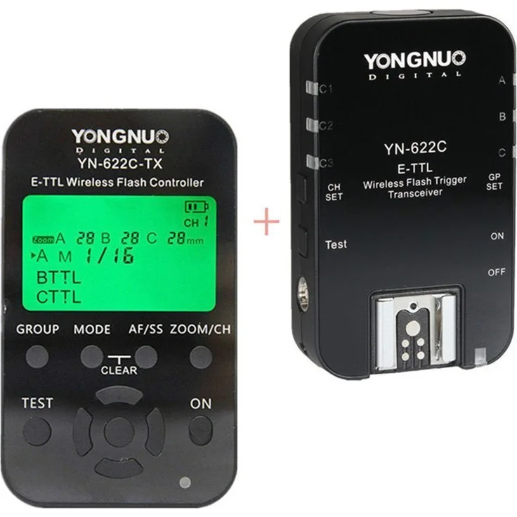 Yongnuo YN622C-KIT Wireless i-TTL Blitzauslöser mit LED Bildschirm für Canon Kameras, (einschließlich YN622C-TX Controller und YN622C Transceiver ) + WINGONEER Diffusor