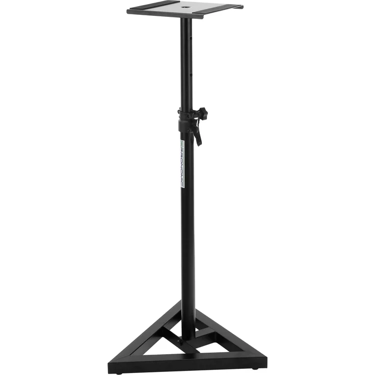 Pronomic SLS-10 Stativ für Studio Monitor Ständer (Höhenverstellbar 80 cm bis 130 cm, Dreiecksbasis, Gummifüße, Dornenfüße-Spikes, Stahl, Trägerplatte mit Gummistreifen) Schwarz pulverbeschichtet 
