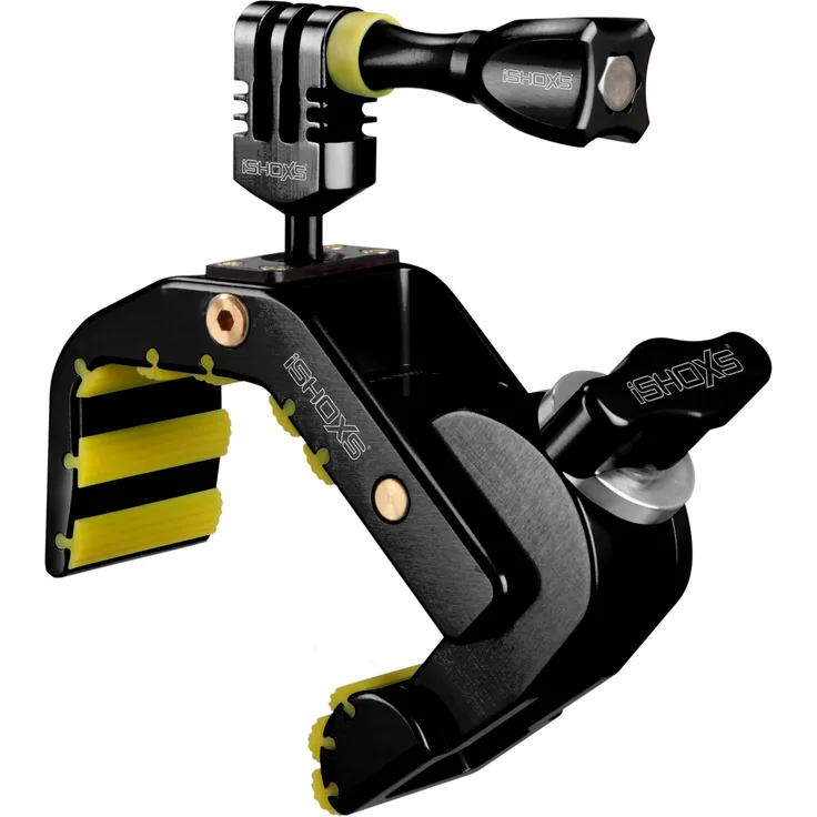 iSHOXS Shark - Universal Action-Kamera Mount (28-65mm Klemmbereich), Aluminium Klemm-Halterung für GoPro Action-Cams - Schwarz