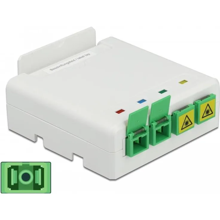 Delock LWL Anschlussdose für Hutschiene 4 x SC Simplex oder LC Duplex