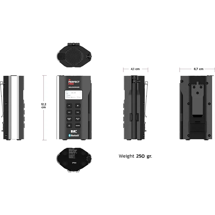 PerfectPro SOLOWORKER Baustellenradio mit Bluetooth, geeignet für Outdoor, schwarz – Bild 5