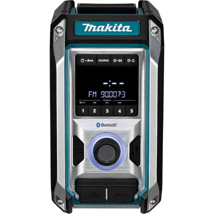 Makita DMR114 12 bis 18 V Li-Ion Baustellenradio mit Bluetooth, LCD-Display, Wecker, geeignet für Outdoor, spritzwassergeschützt, blau – Bild 6