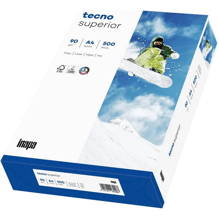 tecno Multifunktionspapier superior, A4, 90 g/qm für Inkjet-, Laserdrucker, Kopierer, Duplex, hochweiß, - 1 Stück (2100011538) – Bild 1