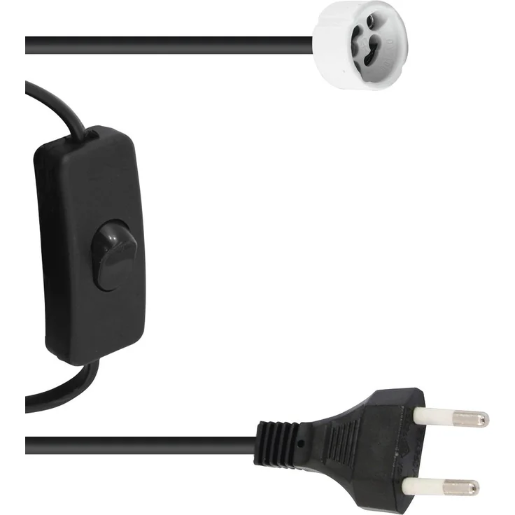 EUROLITE GU-10 Fassung Netzkabel Stecker Schalter | Perfekt um Ihren Arbeitsplatz zu beleuchten – Bild 1