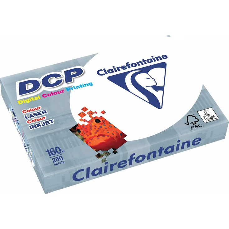 Clairefontaine 1842C DCP Druckerpapier (250 Blatt in DIN A4 mit 160 Gramm, Premium Kopierpapier für farbintensiven Bilderdruck) weiß