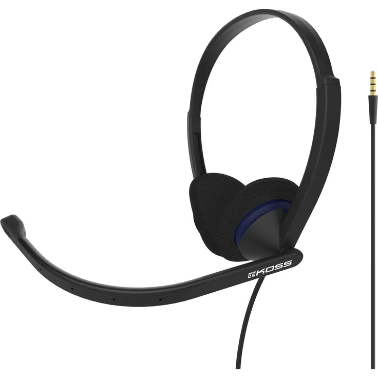 Koss CS200i On-Ear-Kommunikations-Headset, Boom-Mikrofon, verkabelt mit 3,5-mm-Stecker, schwarz