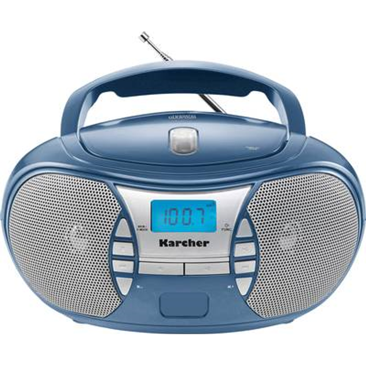 Karcher RR 5025-C tragbares CD Radio (CD-Player, UKW Radio, Batterie-Netzbetrieb, AUX-In) blau – Bild 1