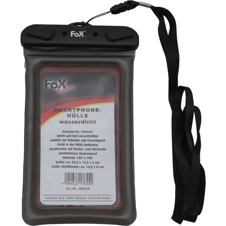 FoxOutdoor Smartphone Hülle, wasserdicht, transparent, schwarz