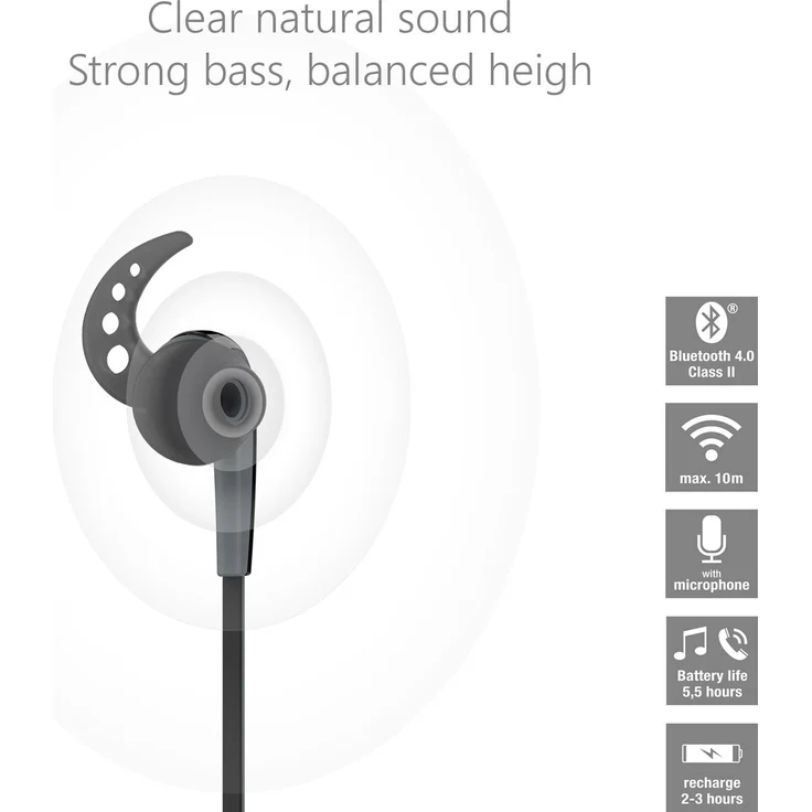 Vivanco SPORT AIR 4 B Ohrhörer (Bluetooth, 3-er Set Komfort-Ohrpass-Stücke, leicht) schwarz – Bild 3