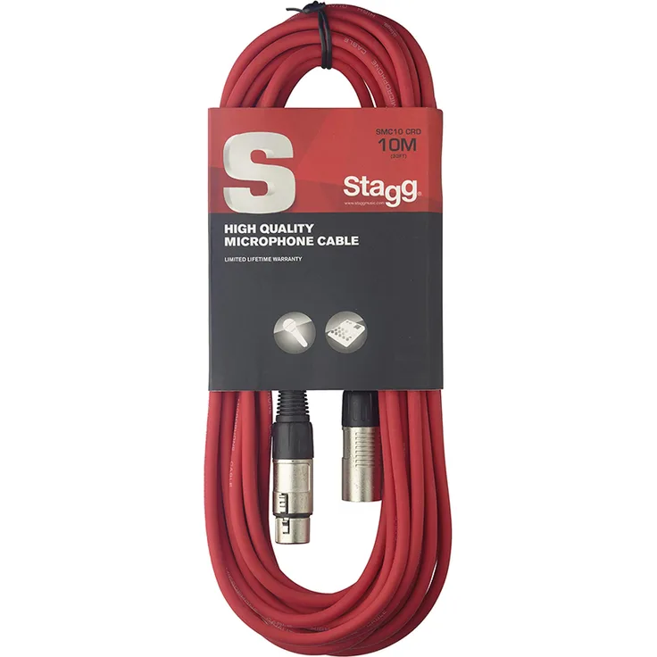 Stagg 10 m Hochwertiges XLR auf XLR-Stecker Mikrofon Kabel rot
