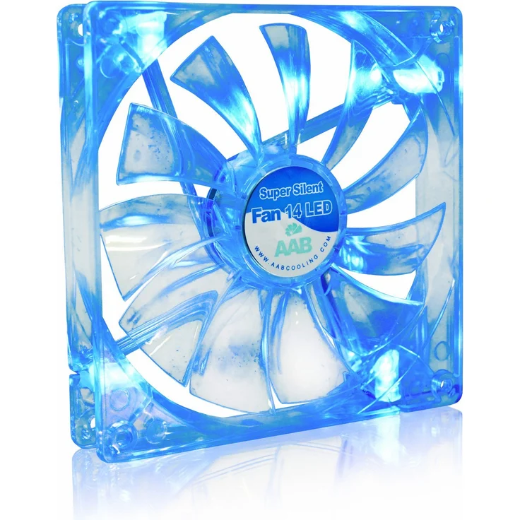AAB Cooling Super Silent Fan 14 Blue LED - 140mm leise und effizient Gehäuselüfter mit 4 Anti-Vibrations-Pads und blauer LED – Bild 1