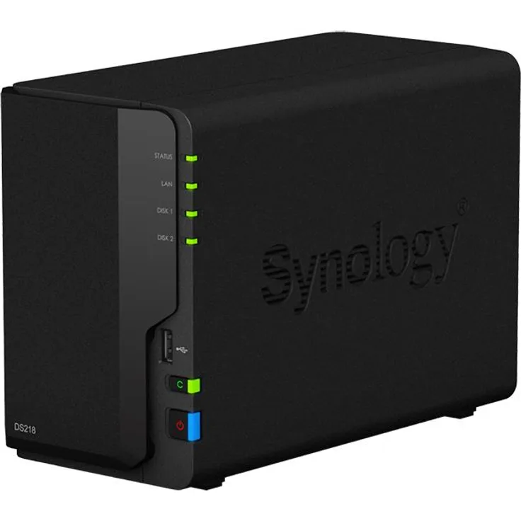 Synology Disk Station DS218 - NAS-Server - 2 Schächte - SATA 6Gb/s - RAID 0, 1, JBOD - RAM 2 GB - Gigabit Ethernet - iSCSI