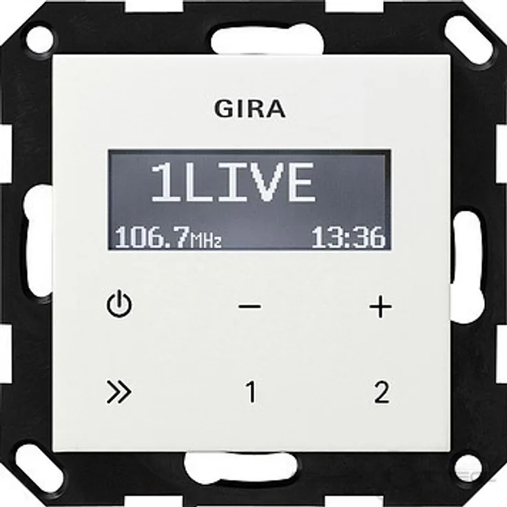 Gira 228403 Unterputz-Radio RDS ohne Lautsprecher ST55, reinweiß-glänzend
