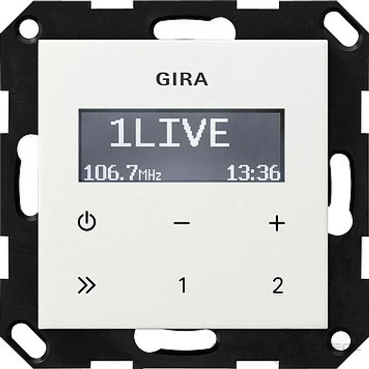 Gira 228403 Unterputz-Radio RDS ohne Lautsprecher ST55, reinweiß-glänzend – Bild 1