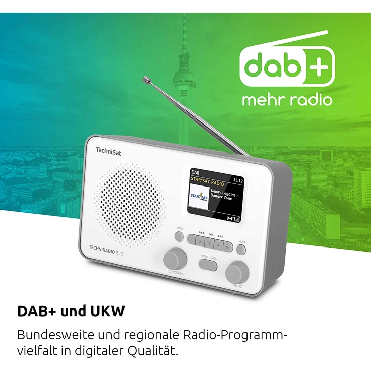 TechniSat Techniradio 6 IR Tragbares Radio mit Bluetooth, WLAN, Wecker, TFT-Display, Wecker, weiß – Bild 3