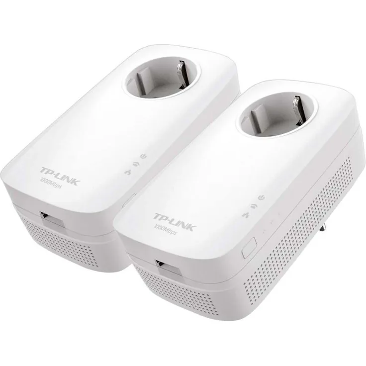 TP-Link TL-PA8010P KIT 1300Mbit-s 2x Gigabit Ports Passthrough Steckdose Powerline Adapter Set( 2 2-MIMO, Plug & Play, energiesparend, kompatibel zu allen gängigen Powerline Adaptern) weiß